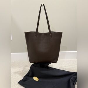 Fendi Selleria Brown pebbled leather tote with dust bag